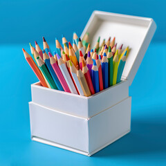 colored pencils on a white box