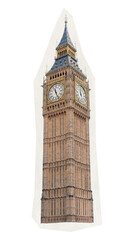 Fototapeta na wymiar Png Big Ben tower sticker, England travel rough cut paper effect, transparent background