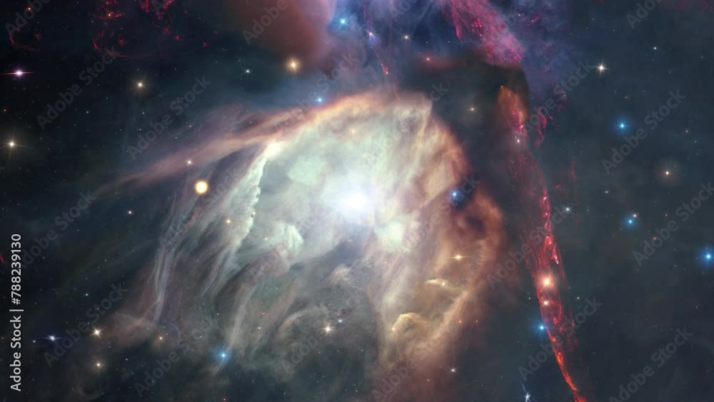 Wall mural space travel rho ophiuchi cloud complex of interstellar clouds with different nebulae. traveling thr