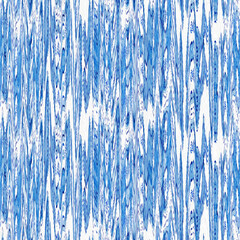 Indigo ikat dye stripe marled seamless pattern. Asian style wavy distort weave print in modern blue white. - 788239139