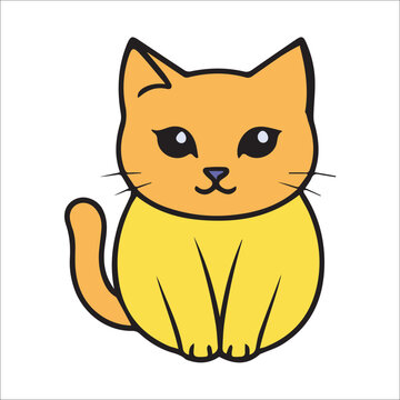 cat Line  filled illustration can be used for logos