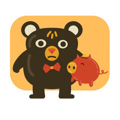 Bear with piggy bank