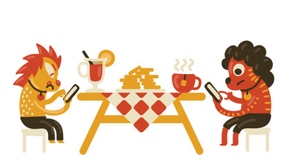 Using phones during lunchtime