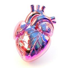 A 3D anatomical heart with an iridescent surface