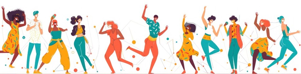 Fototapeta na wymiar Joyful Dance: A Vibrant Gathering of Friends in Celebration - Generative AI