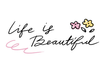 Life is beautiful png quote sticker, cute typography, transparent background