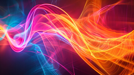 Fototapeta premium multi color neon waves background, Neon waves background diffuse lines shiny effect, futuristic electronic neon ray energy abstract, abstract technology background