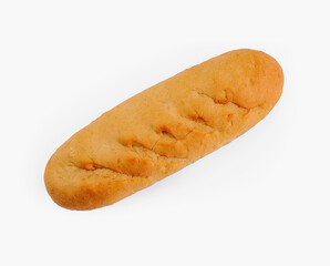 Fresh baked baguette isolated on white