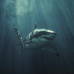 shark in the sea - obrazy, fototapety, plakaty