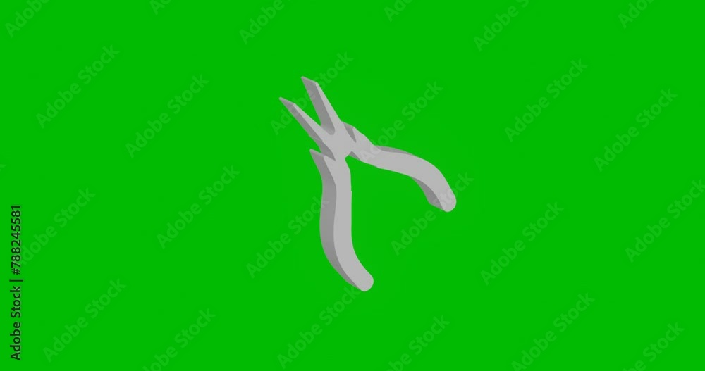 Poster animation of rotation of a white round pliers symbol with shadow. simple and complex rotation. seaml