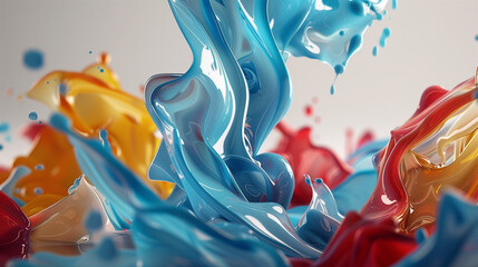 Vibrant multi-colored paint splashes in dynamic motion