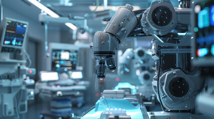 Fototapeta premium Experience high-tech medical equipment in action during surgery, illustrating advancements in modern healthcare technology.
