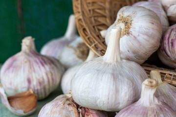 Many garlic bulbs