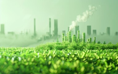 Green factory industry for good environment ozone air low carbon footprint production concept