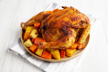 Homemade Hearty Roasted Chicken on a Plate, side view. - 788248767