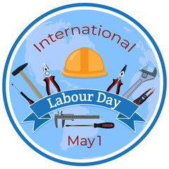 International Labour Day May 1 banner, sign, vector illustration.
