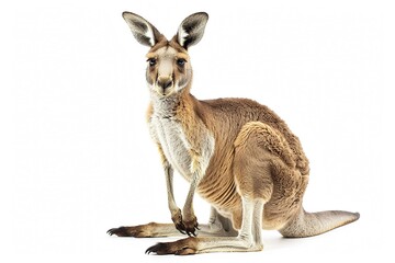 Kangaroo, Isolated on white - obrazy, fototapety, plakaty