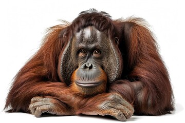 Orangutan, Isolated on white - obrazy, fototapety, plakaty