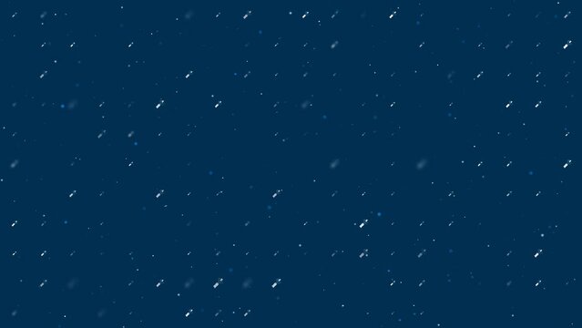 Template animation of evenly spaced champagne opening symbols of different sizes and opacity. Animation of transparency and size. Seamless looped 4k animation on dark blue background with stars