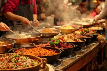 Obraz premium Global cuisine extravaganza at food festival
