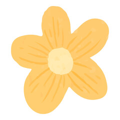 Yellow flower png doodle sticker, cute pastel design, transparent background