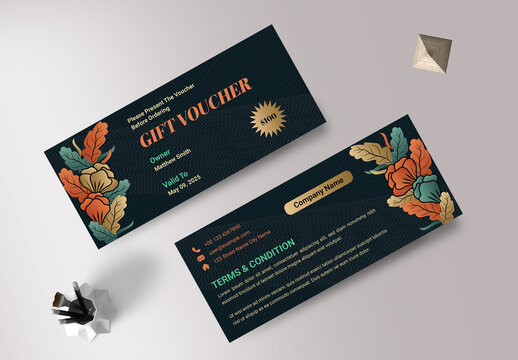 Elegant Floral Patterned Gift Voucher