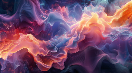 Obraz premium A celestial dance of vivid hues, with swirling patterns of purple and orange resembling a cosmic fire set against the deep blue of interstellar space