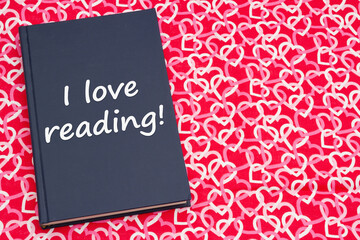 I love of reading with retro old blue book with hearts - 788258119