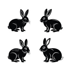 rabbit vector Hand drawn animals silhouette illustration