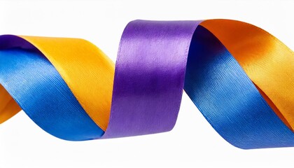  blue yellow orange purple party ribbon banner isolated on white background 