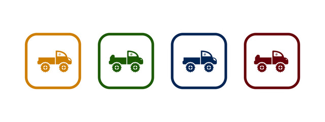 monster truck icon vector illustration. monster vehicle in different color design. © buayacreative