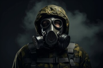 Sealed Man gas mask. Danger army survivor. Generate Ai