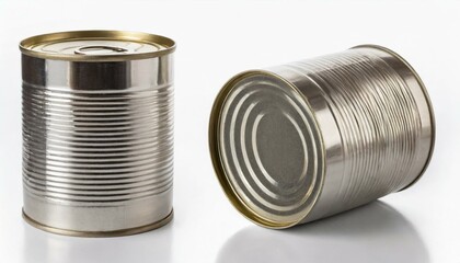 empty mock up metal tin can isolated on white background