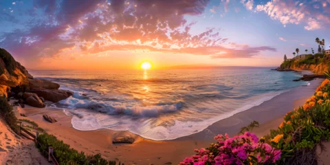 Fotobehang Colorful sunset over ocean in Pismo Beach California © Saim