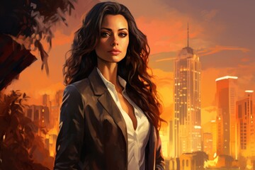 Successful and strong businesswoman with confident look in suit