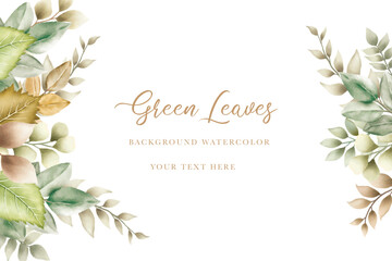 Green watercolor floral background