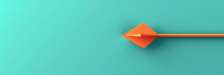 A 3D-rendered orange arrow with a sharp design on a calming teal background, ideal for motivational content.