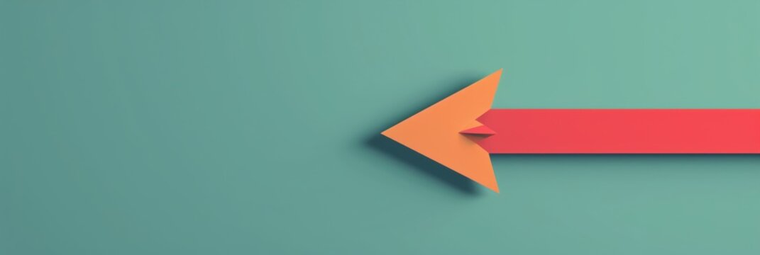 3d render of a red arrow on green background