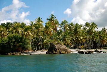 Stunning tropical island surrounded by blue ocean water