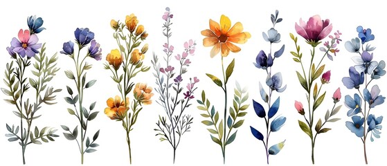 Minimalist Botanical Illustrations - Elegant Floral Art. Concept Botanical Illustrations, Minimalist Art, Elegant Floral Design - obrazy, fototapety, plakaty