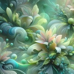 Serenely Swirling Floral Greens
