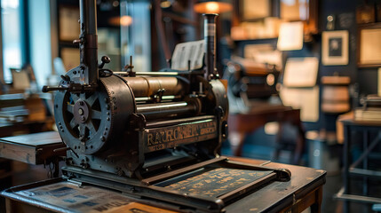 Fototapeta premium close up old printing machine.