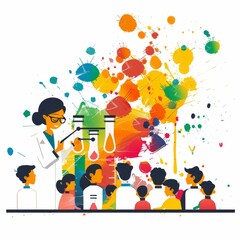 Creative Science Class - Vibrant Educational Illustration