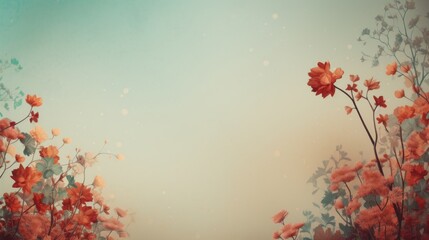 Grunge background with flowers. Greeting card. Copy space. Autumn concept.