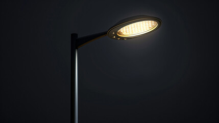 Close up of street light isolated on black.