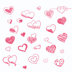 Set of various hearts. Vector image.