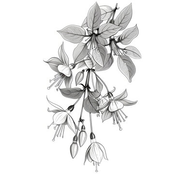 Fuchsia Style 1 (B & W)