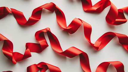 photograph of a Set of red fluttering ribbons, cut out
