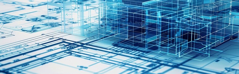 Fototapeta premium Lines and engineering drawing, concept of building contracting and architectural construction 