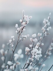 Minimalist tundra flora against a blurred background.